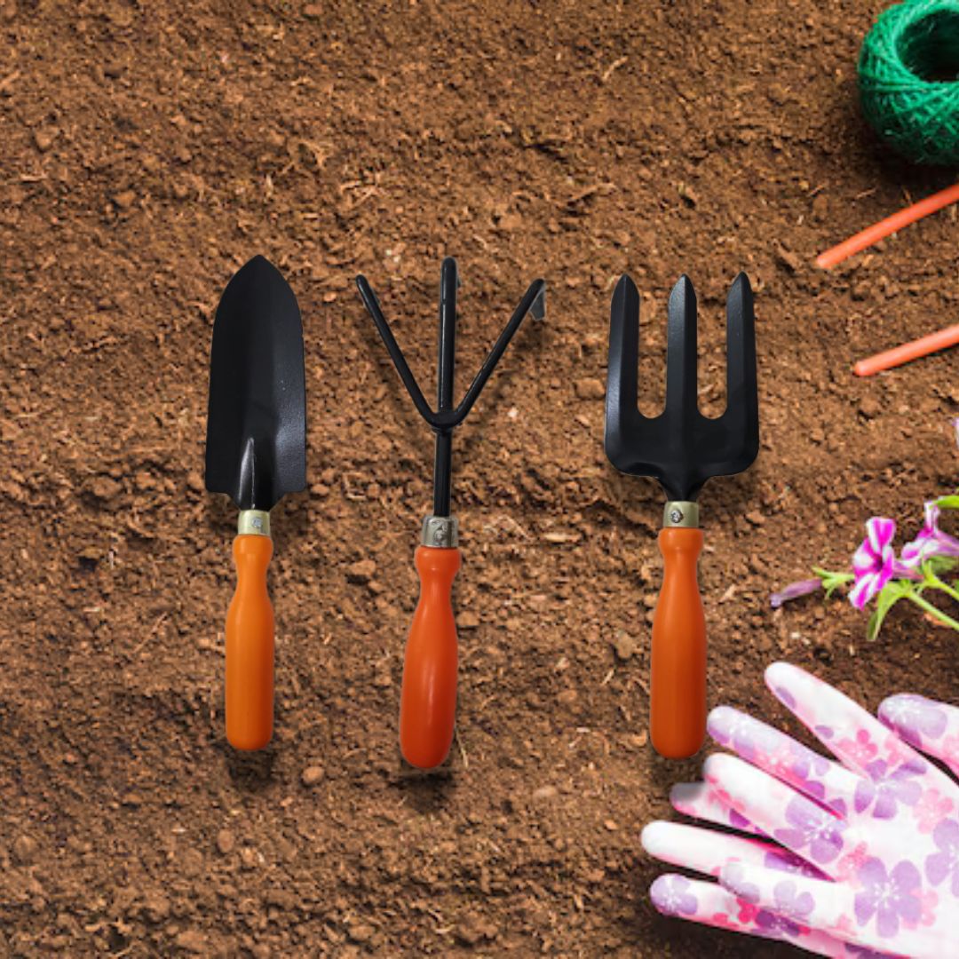 Nutripot Garden hand Tools (set of 3 pieces) Trowel, cultivator, Hand rake