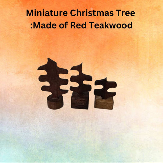 Miniature Three Christmas Trees : made of Red Teak, set of 3