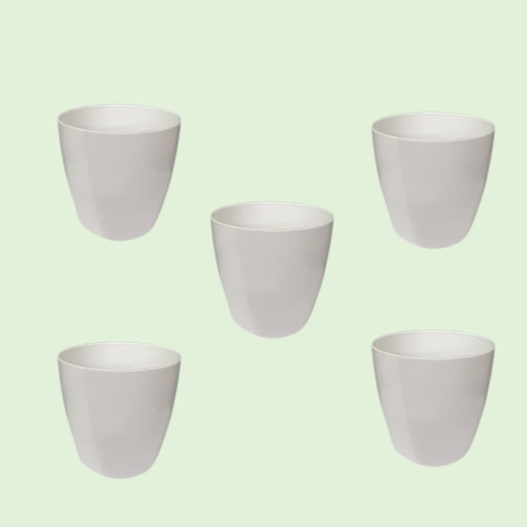 3 Inch white Table top Flowerpot Plastic X 5 Pieces