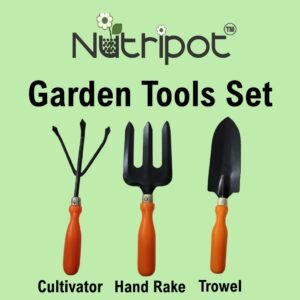 nutripot garden hand tools (set of 3 pieces) trowel, cultivator, hand rake